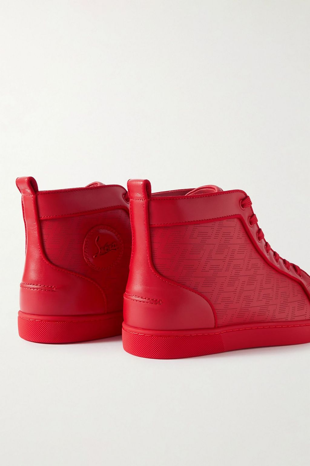 CHRISTIAN LOUBOUTIN Louis Orlato logo-embellished perforated leather high-top sneakers