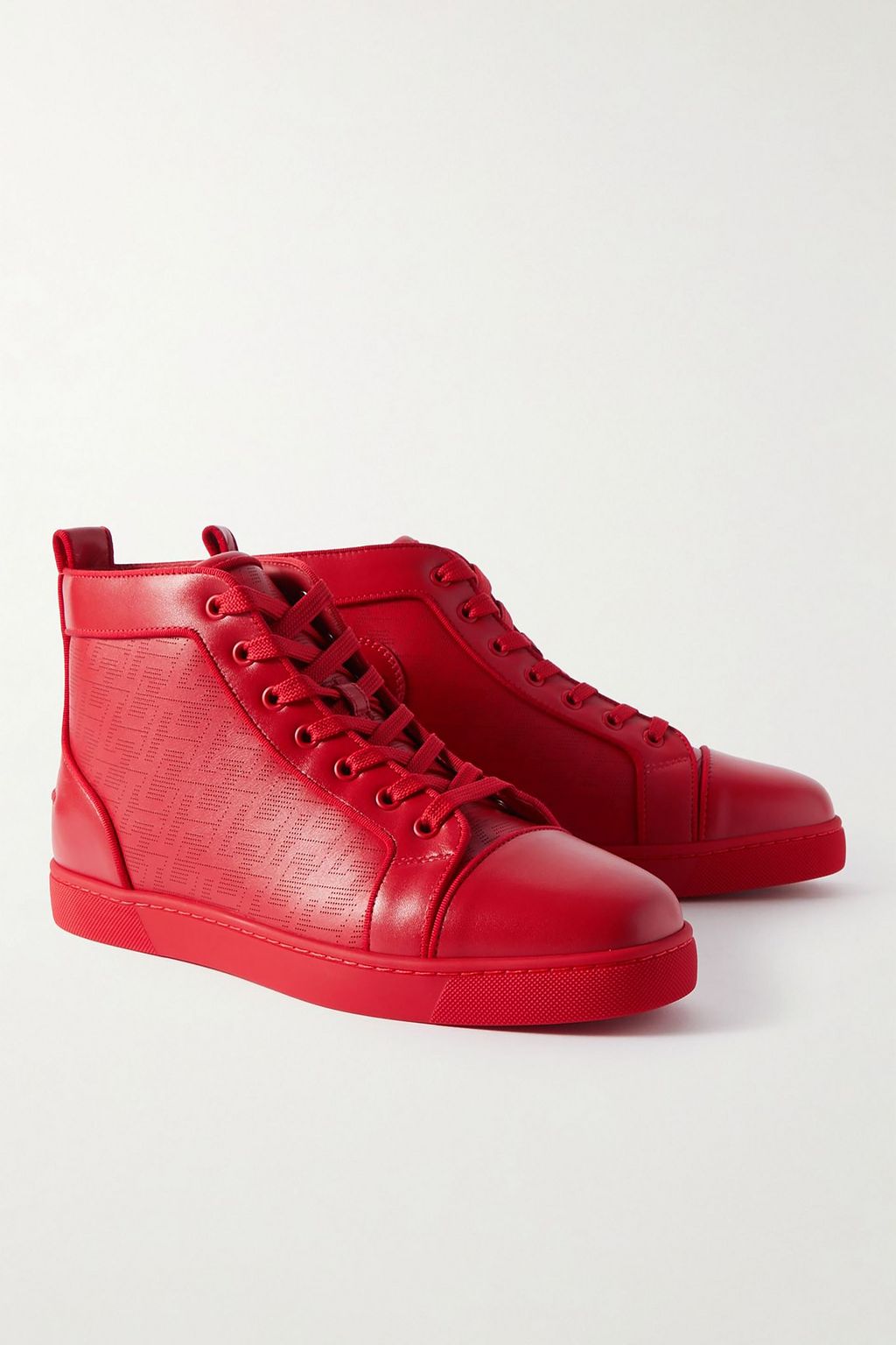 CHRISTIAN LOUBOUTIN Louis Orlato logo-embellished perforated leather high-top sneakers