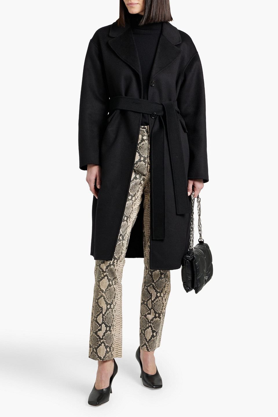 Max Mara James Belted Wool And Cashmere-blend Felt Coat In Black