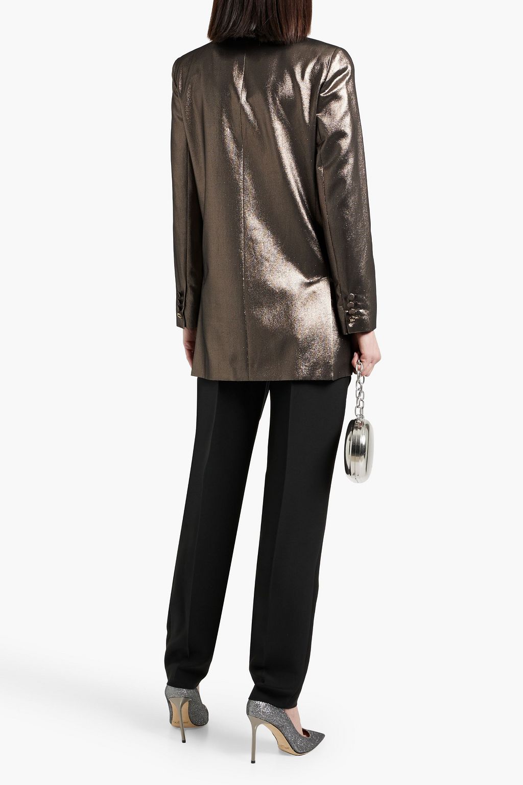 MAX MARA Edro double-breasted silk-blend lamé blazer