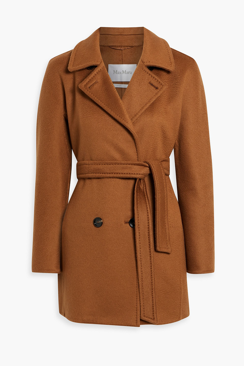 Max Mara Ragusa Double-breasted Brushed Cashmere-felt Coat In Brown