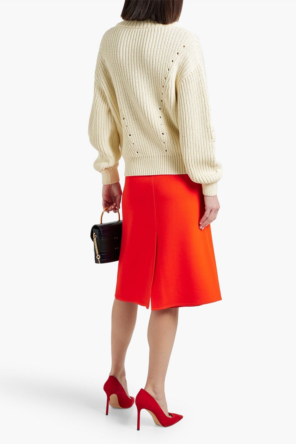 GUCCI Lace-up ribbed cotton-blend sweater