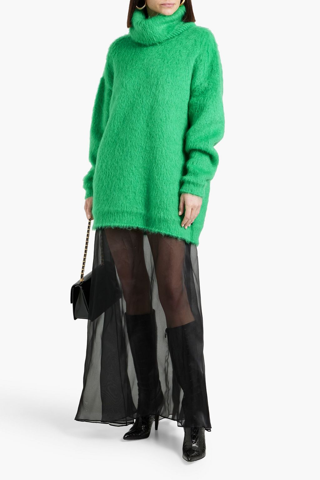GUCCI Oversized mohair-blend turtleneck sweater