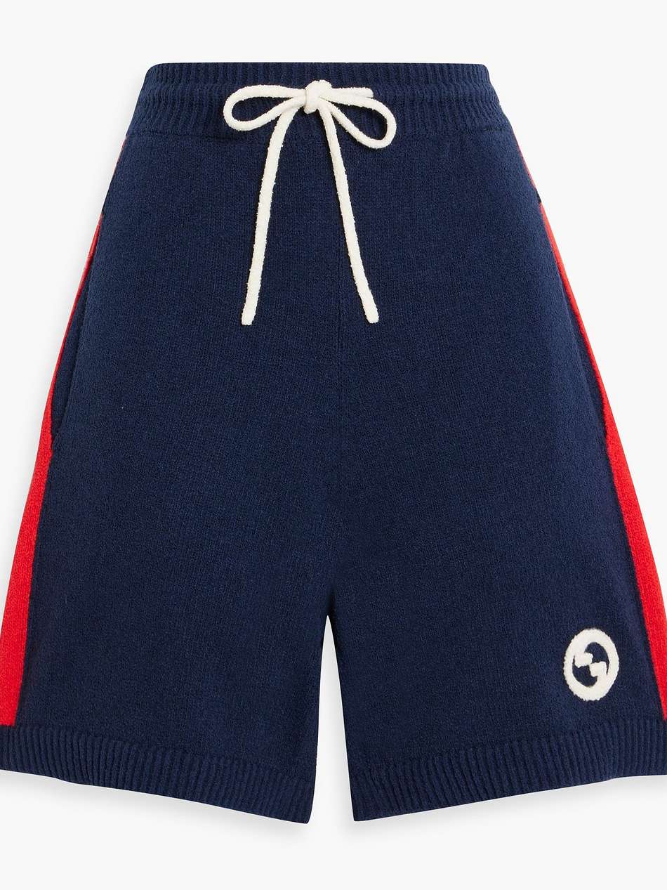 striped cotton-blend terry shorts
