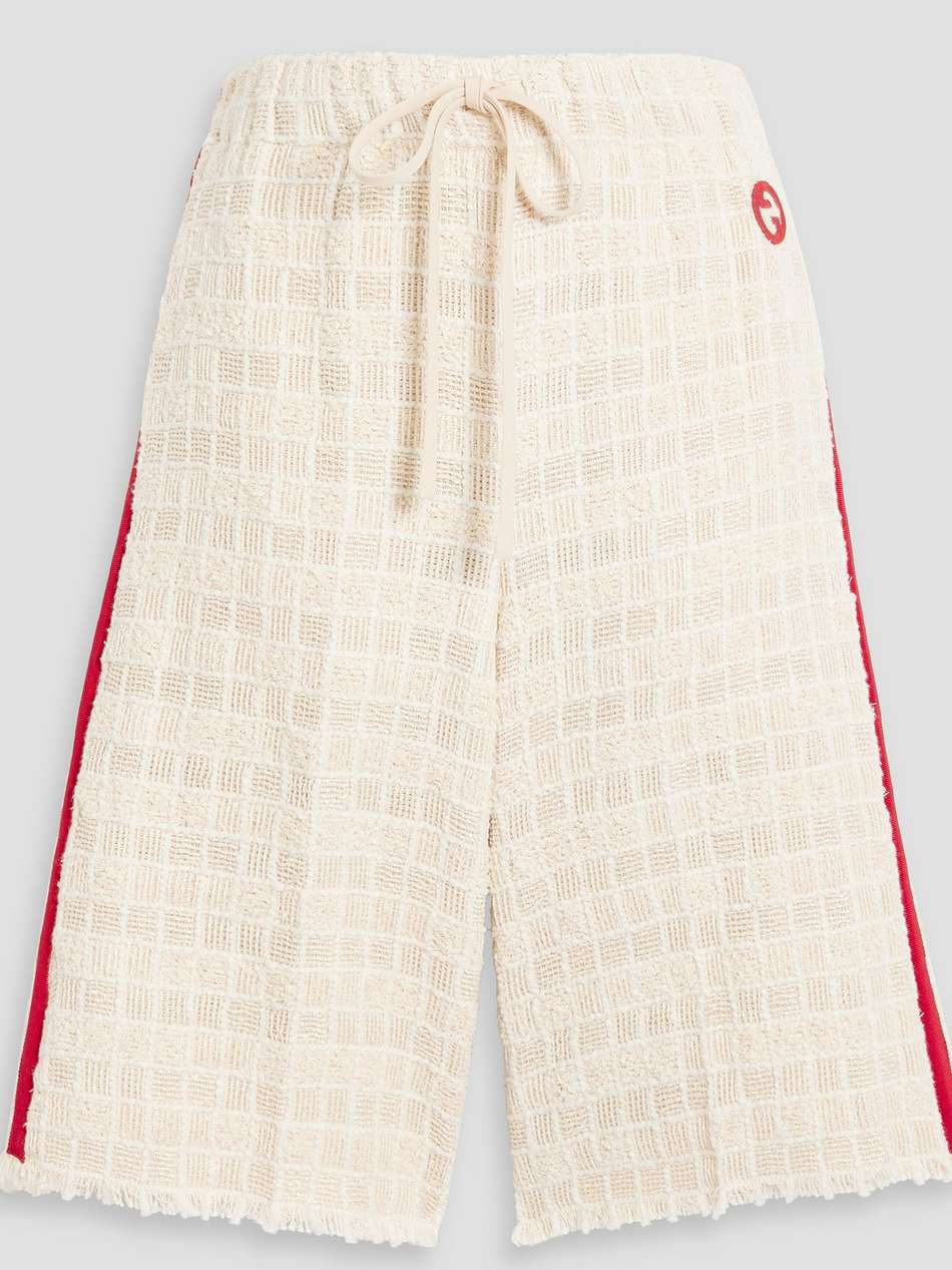 grosgrain-trimmed cotton-blend tweed shorts