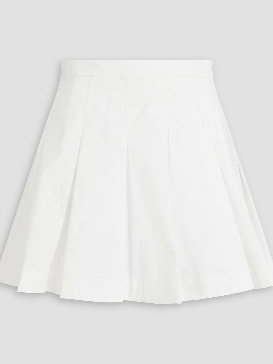 cal pleated cotton-blend poplin mini skirt