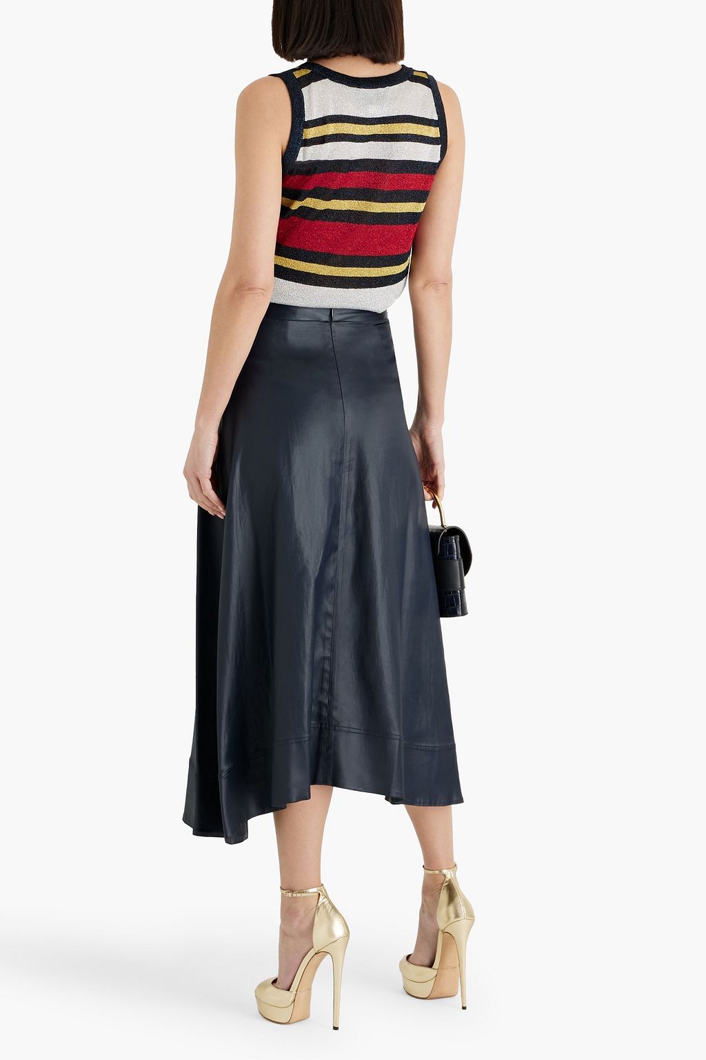 GUCCI Metallic striped stretch-knit tank