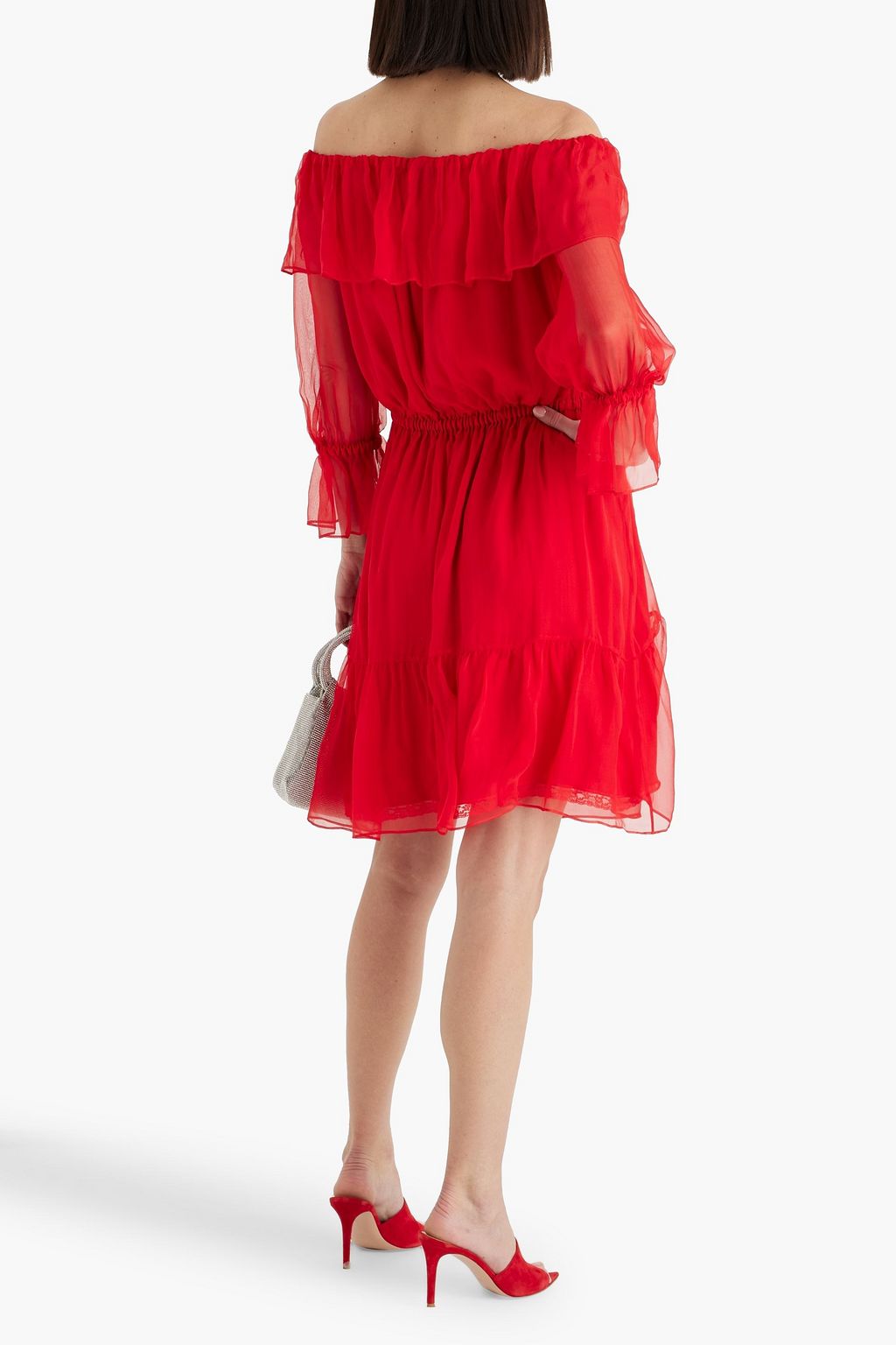 GUCCI Off-the-shoulder silk-chiffon mini dress