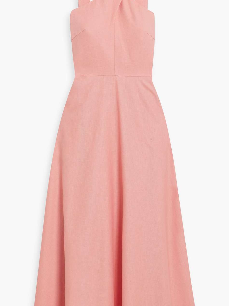 cotton and linen-blend midi dress