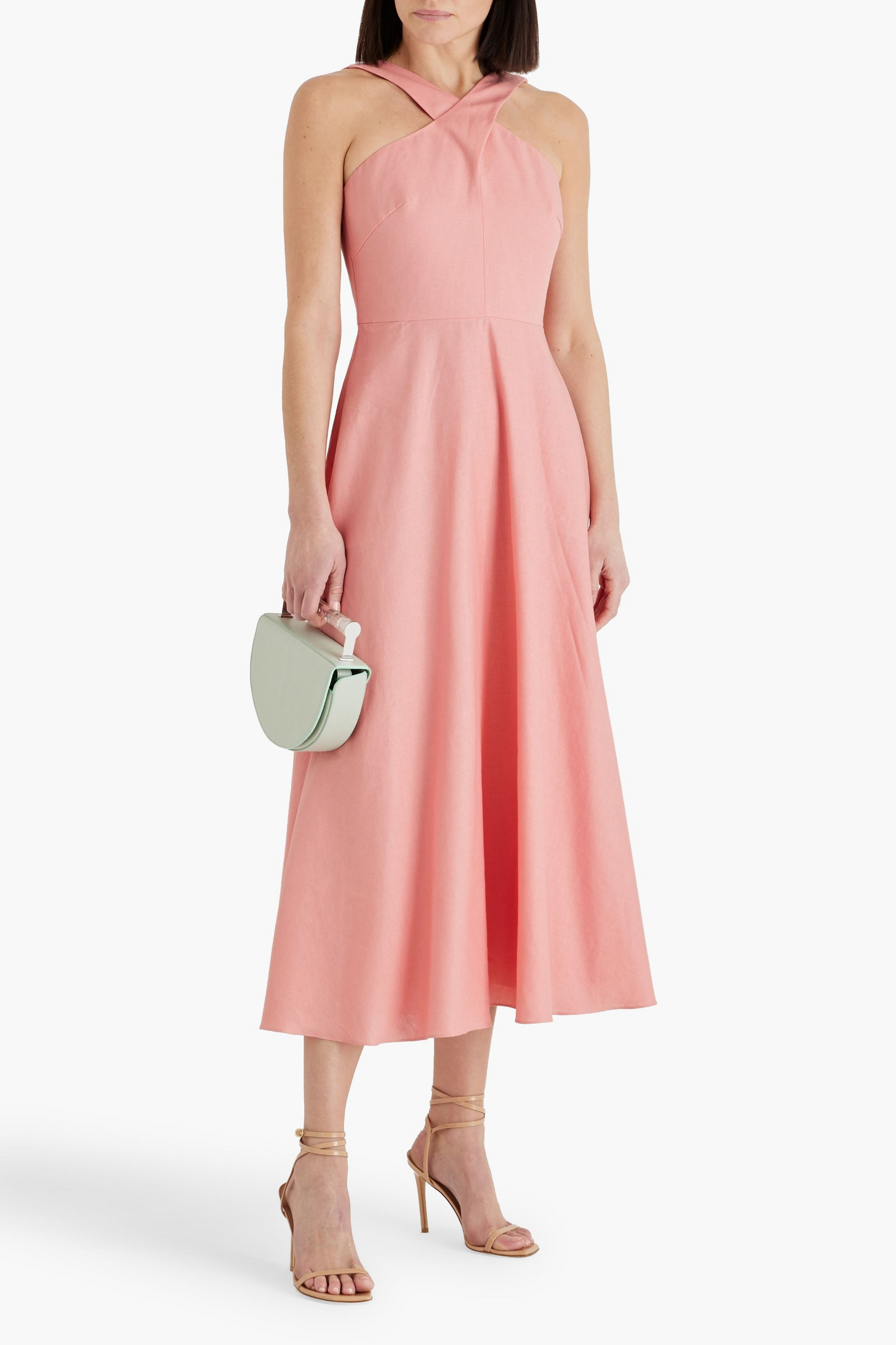 MIKAEL AGHAL Cotton and linen-blend midi dress