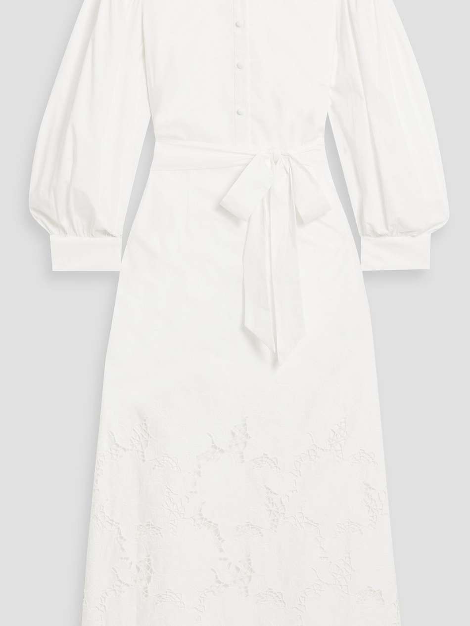 cotton-blend guipure lace midi shirt dress