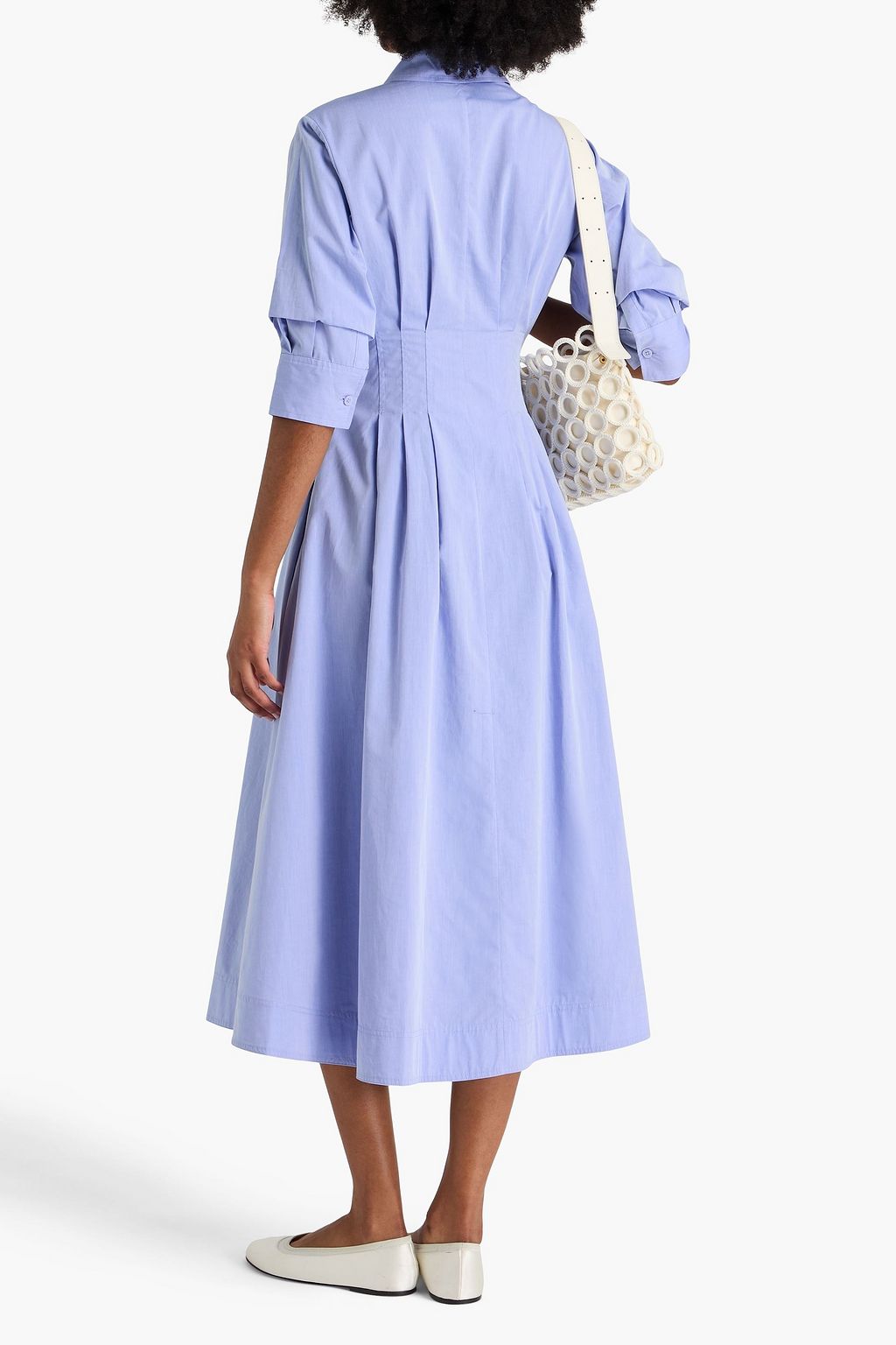 SIMKHAI Jazz pleated cotton-chambray midi shirt dress