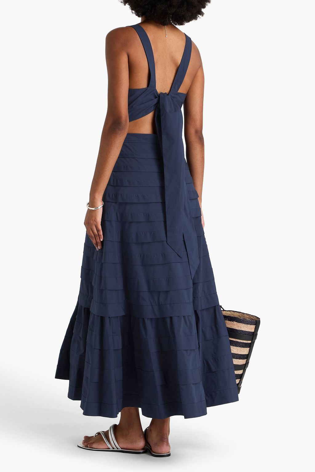 SIMKHAI Sicillia pintucked cotton-blend maxi dress