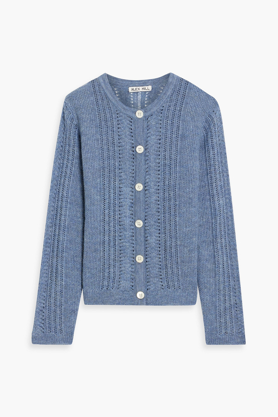 Alex Mill Addison Pointelle-knit Cardigan In Slate Blue