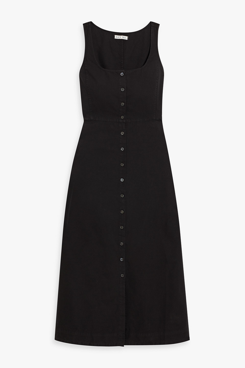 Alex Mill Piper Cotton And Lyocell-blend Midi Dress In Black