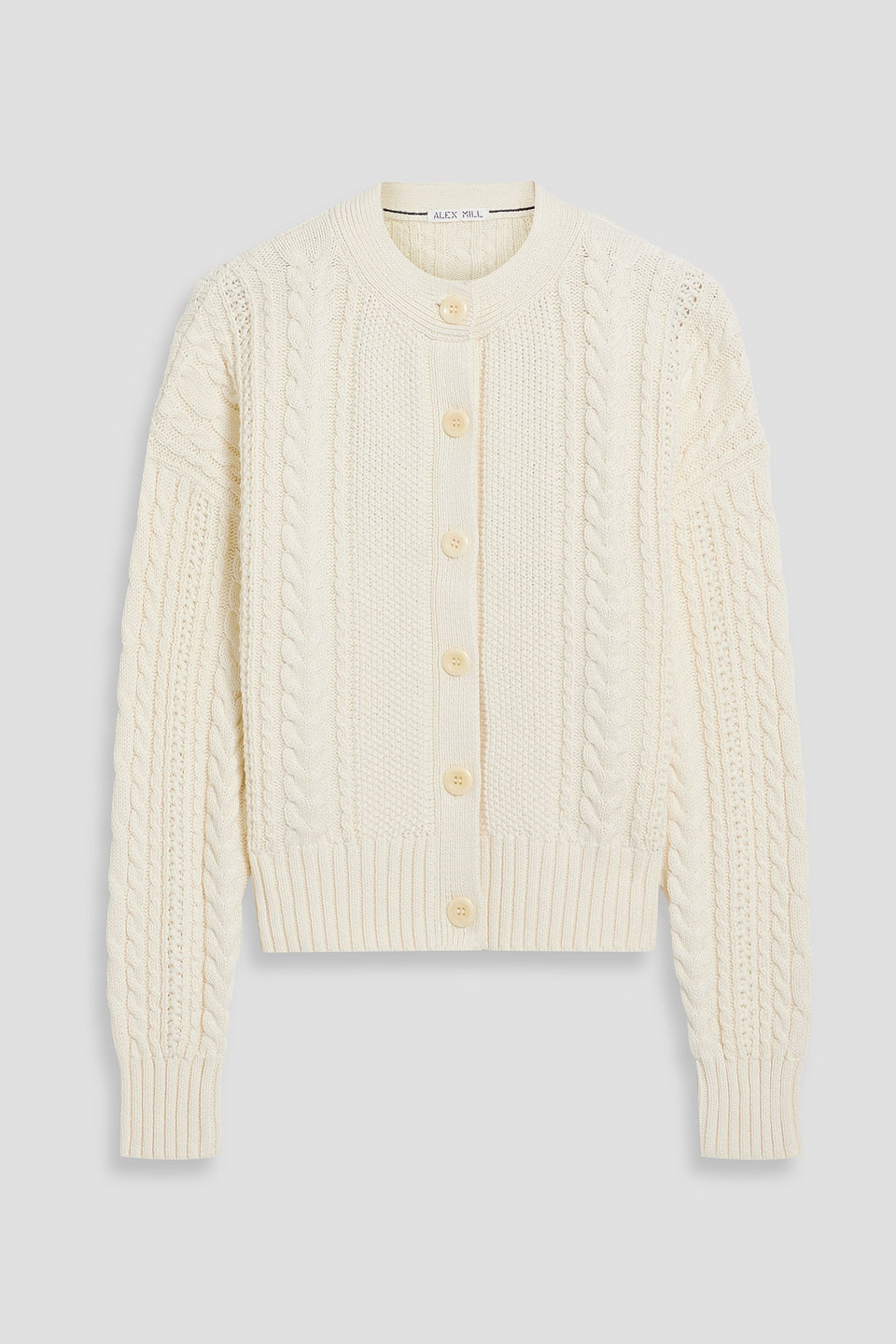 Alex Mill Nico Cable-knit Cotton Cardigan In White