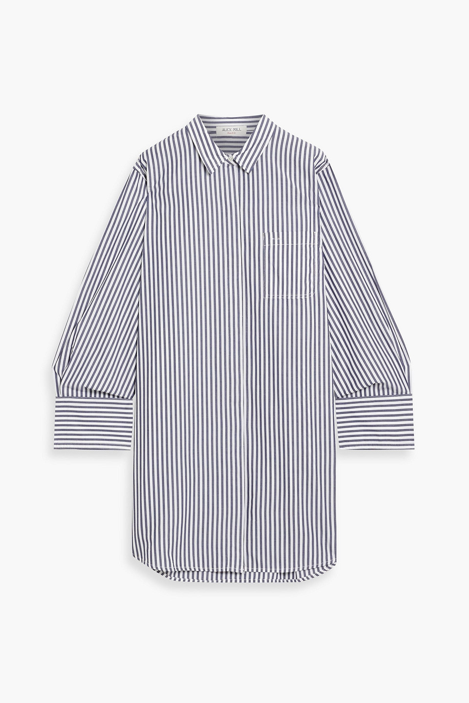 Alex Mill Belle Striped Cotton-poplin Mini Shirt Dress In Navy