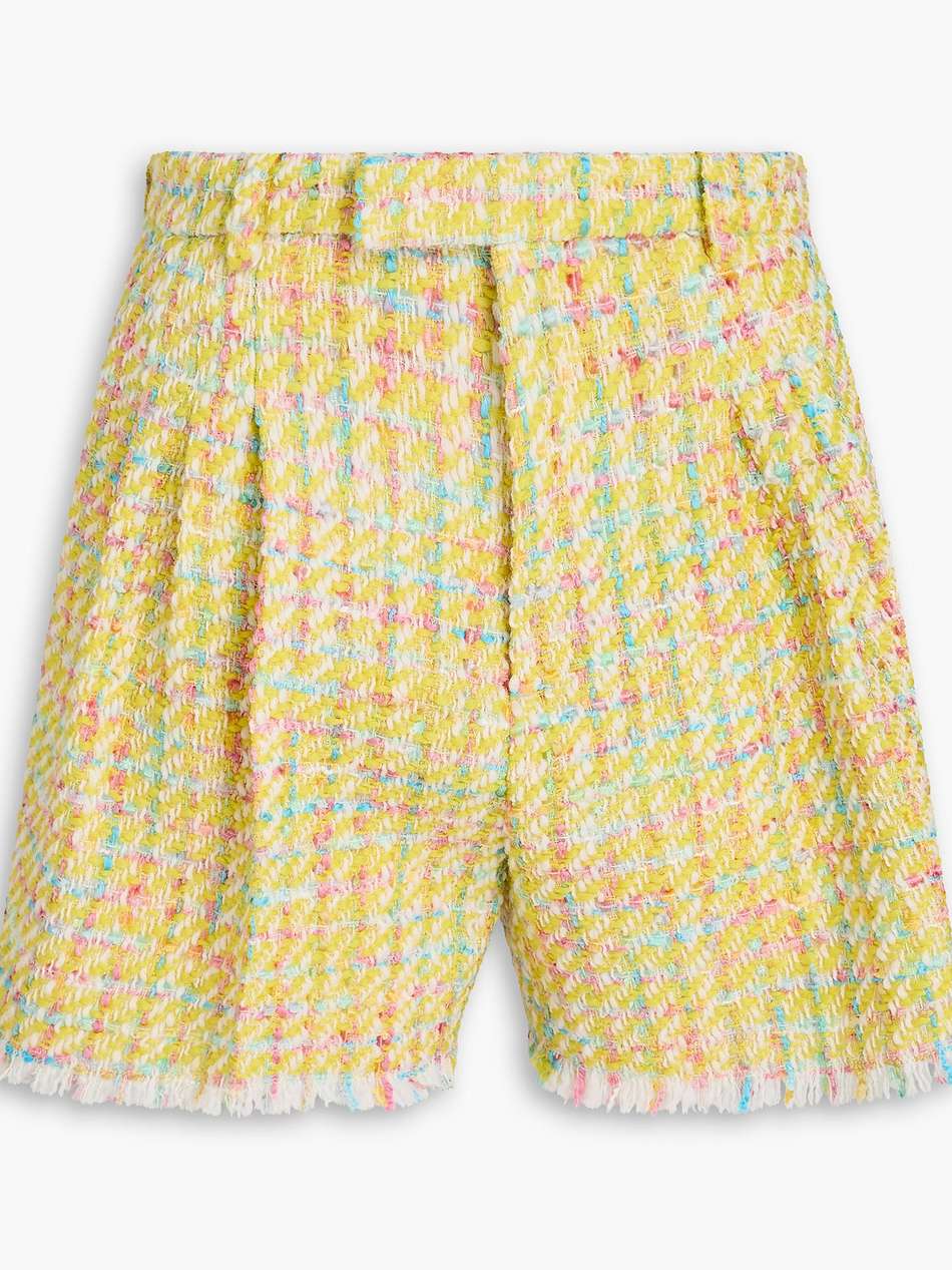 frayed wool-blend tweed shorts