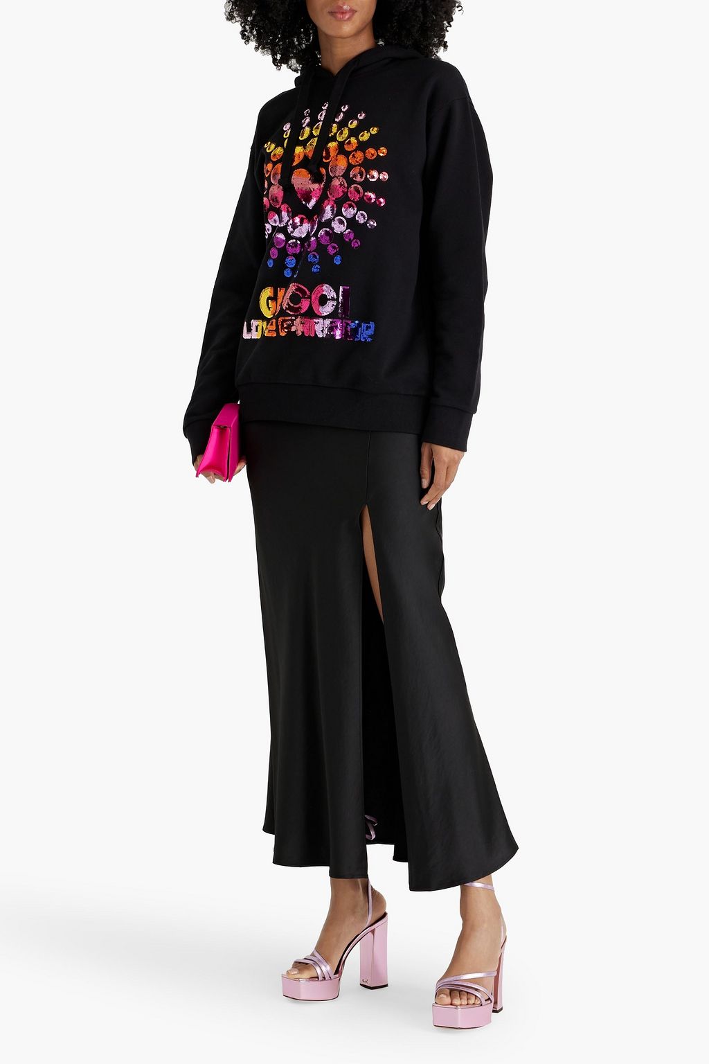 GUCCI Sequin-embellished French cotton-terry hoodie
