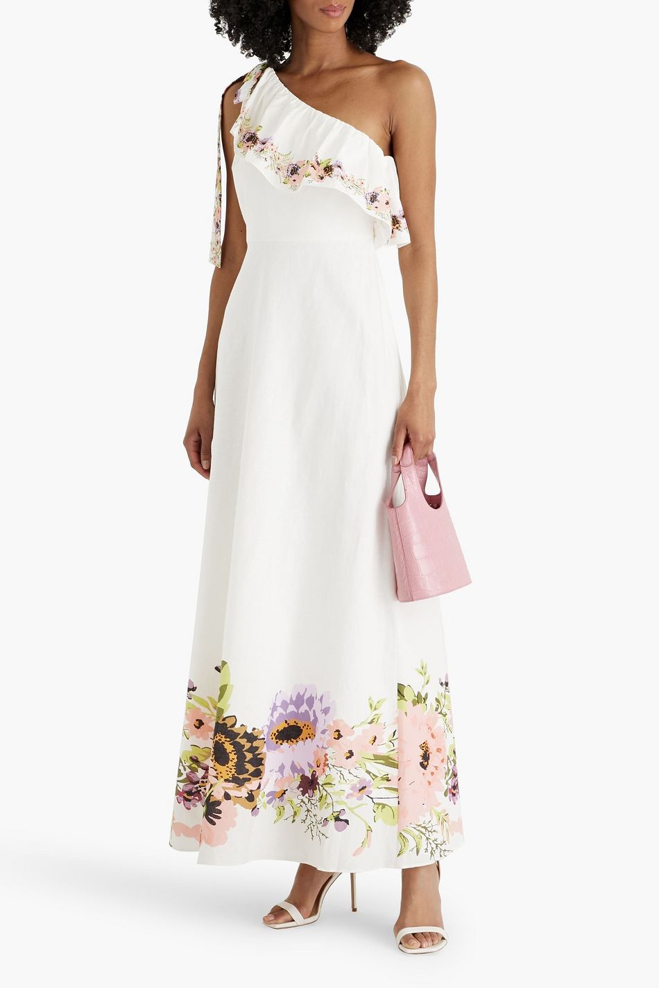 MIKAEL AGHAL One shoulder Floral print Cotton And Linen blend Maxi mikael-aghal-one-shoulder-floral-print-cotton-and-linen-blend-maxi