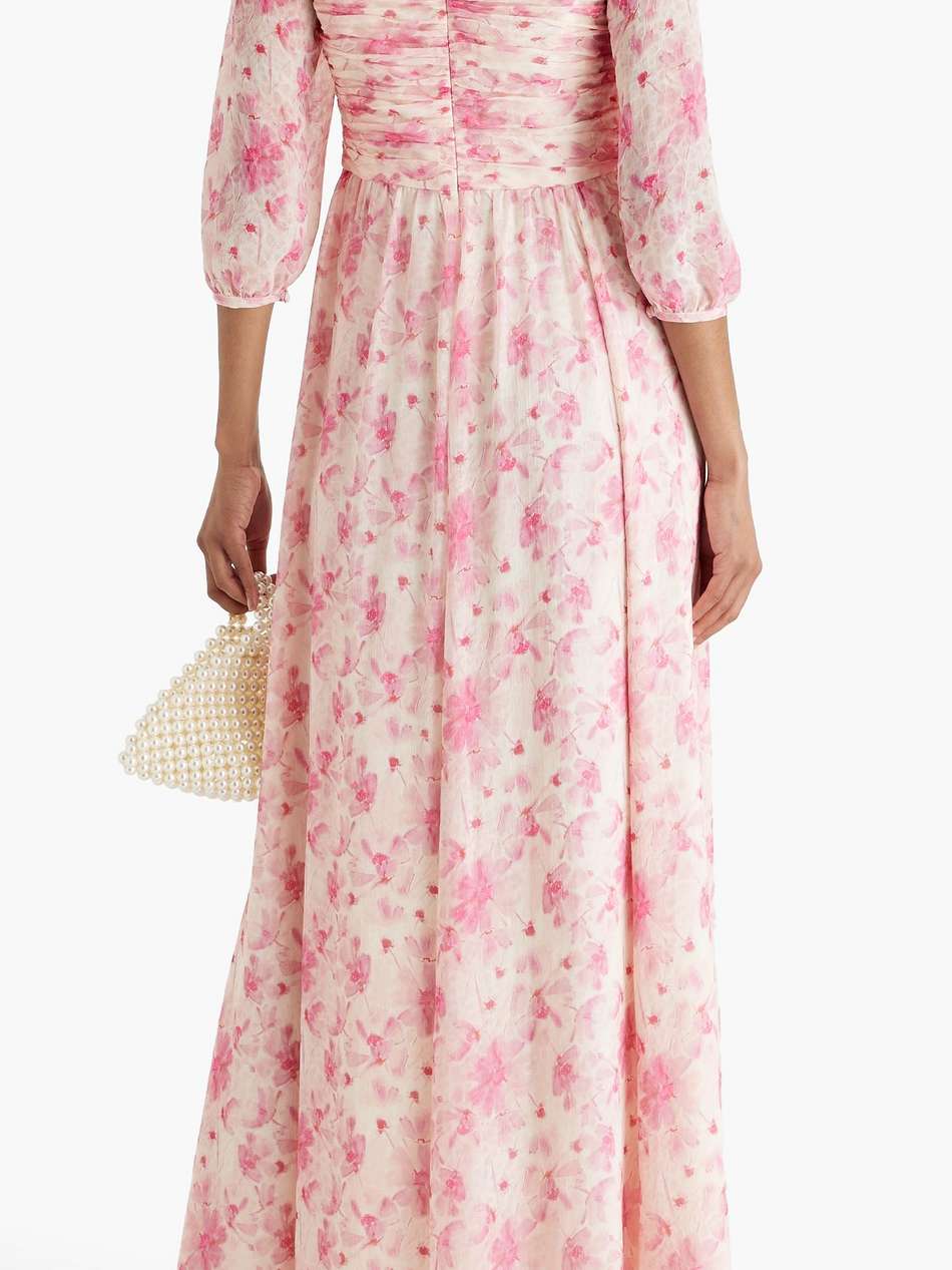 off-the-shoulder floral-print chiffon maxi dress