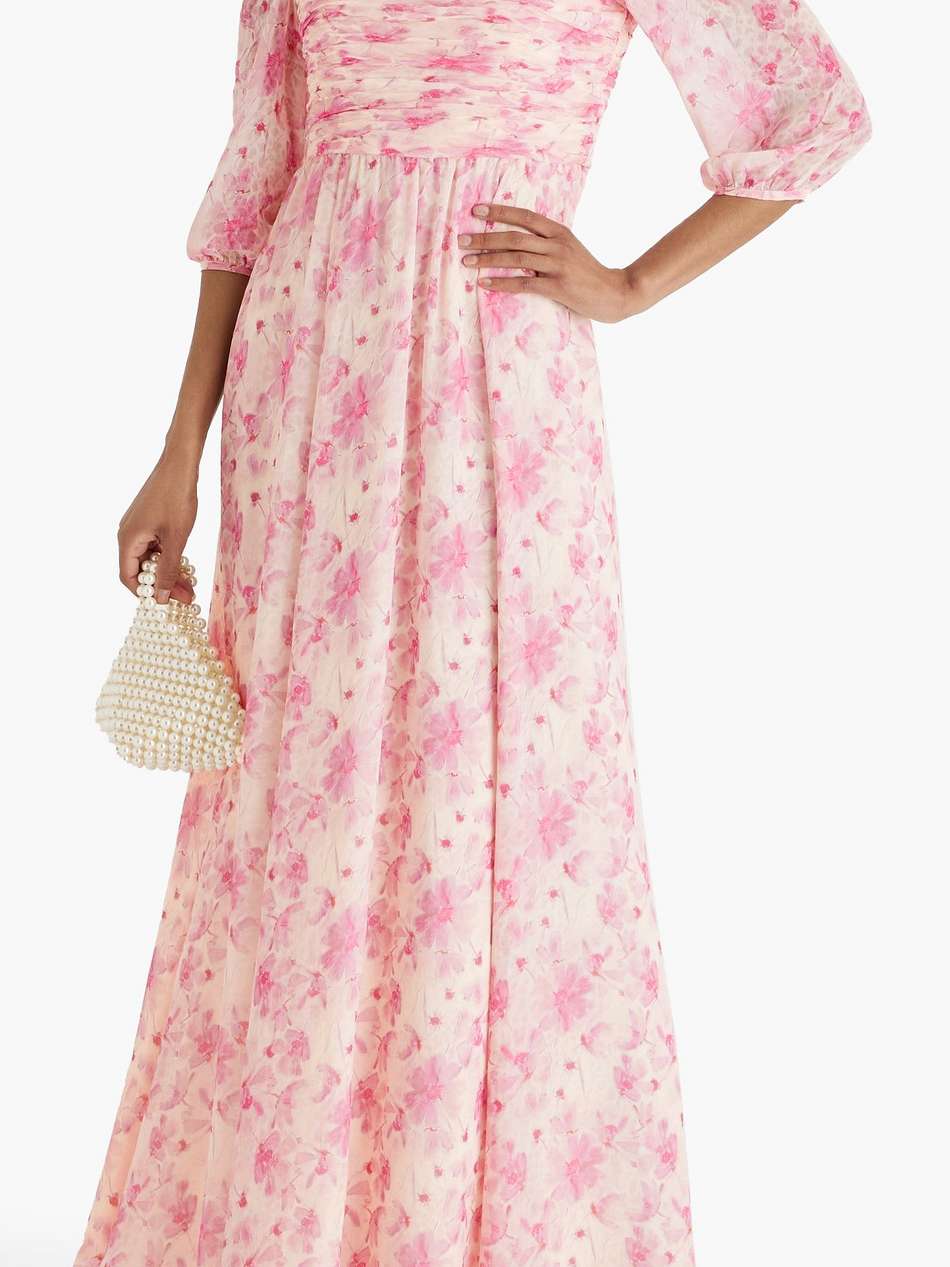 off-the-shoulder floral-print chiffon maxi dress