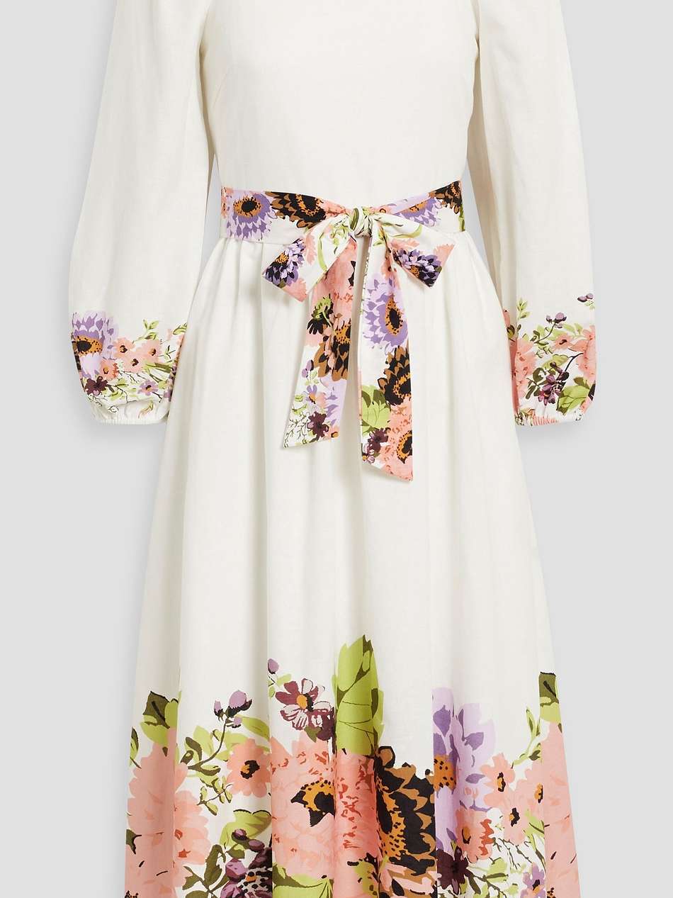 floral-print cotton and linen-blend midi dress