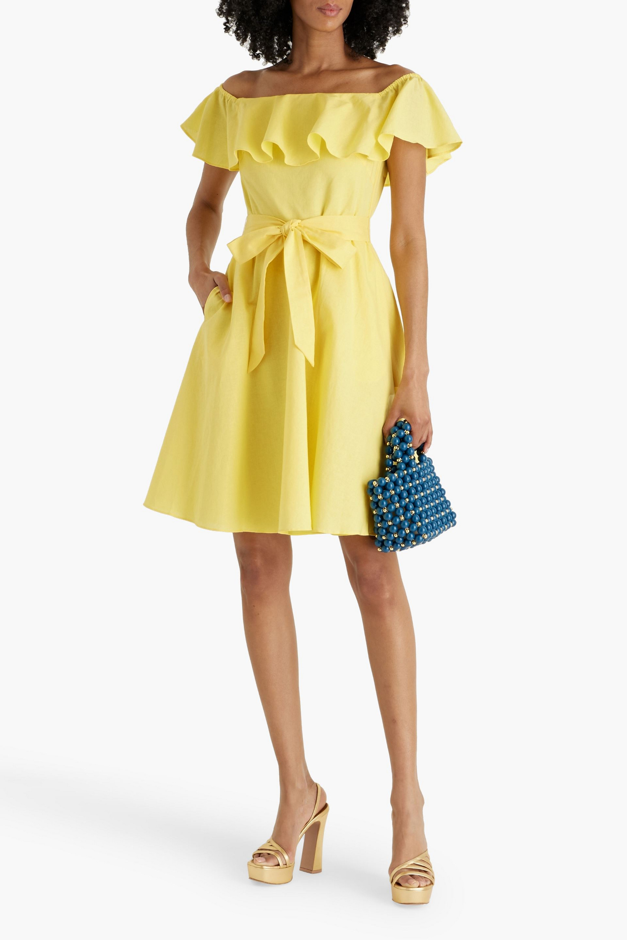 MIKAEL AGHAL Ruffled cotton and linen-blend mini dress