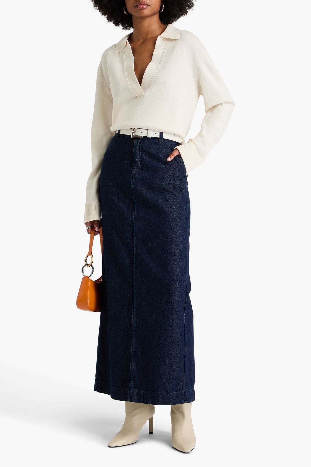 SIMKHAI Bobbie cotton and cashmere-blend polo sweater