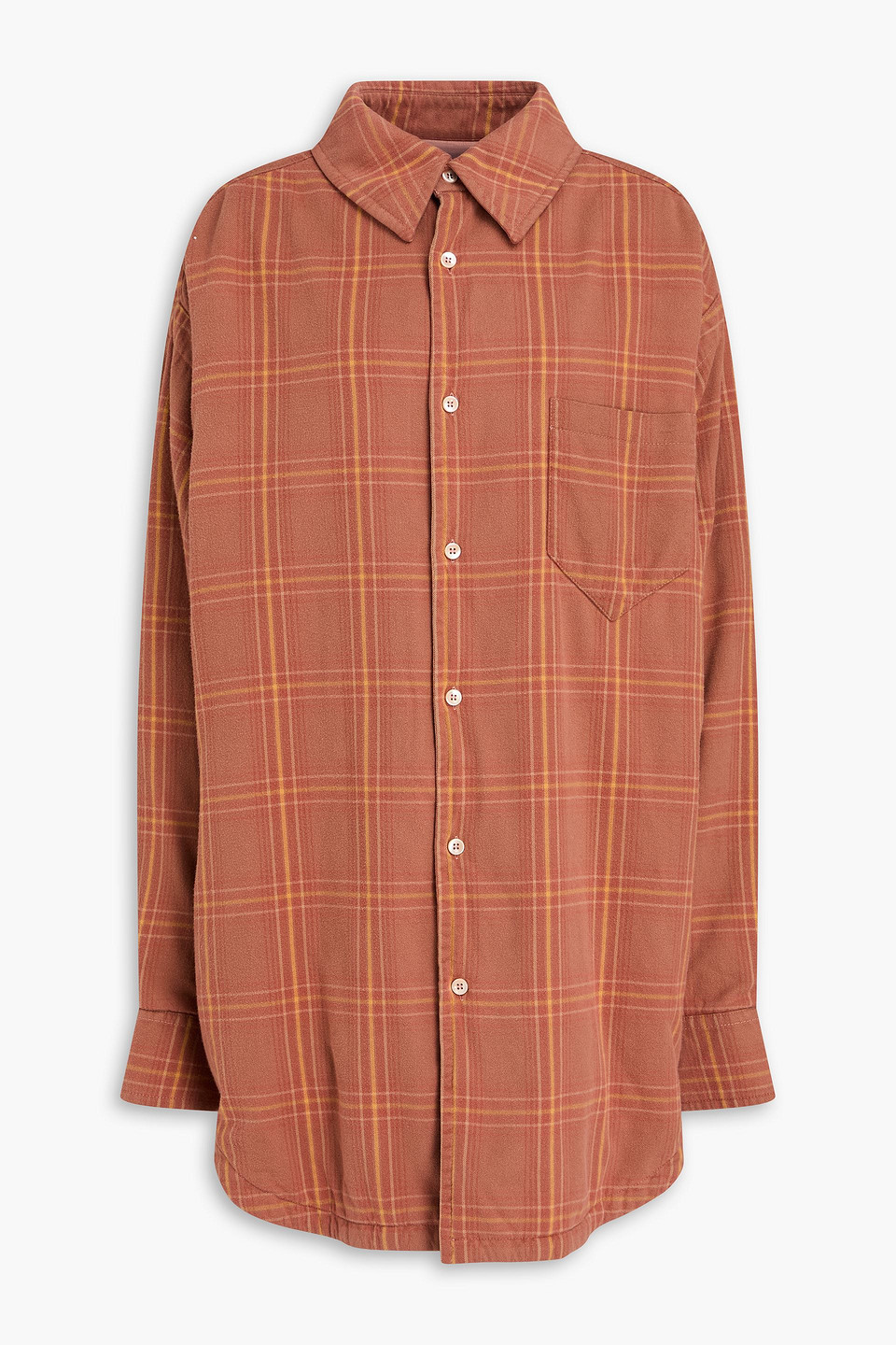 maison margiela - oversized checked cotton-flannel shirt - red - it 38