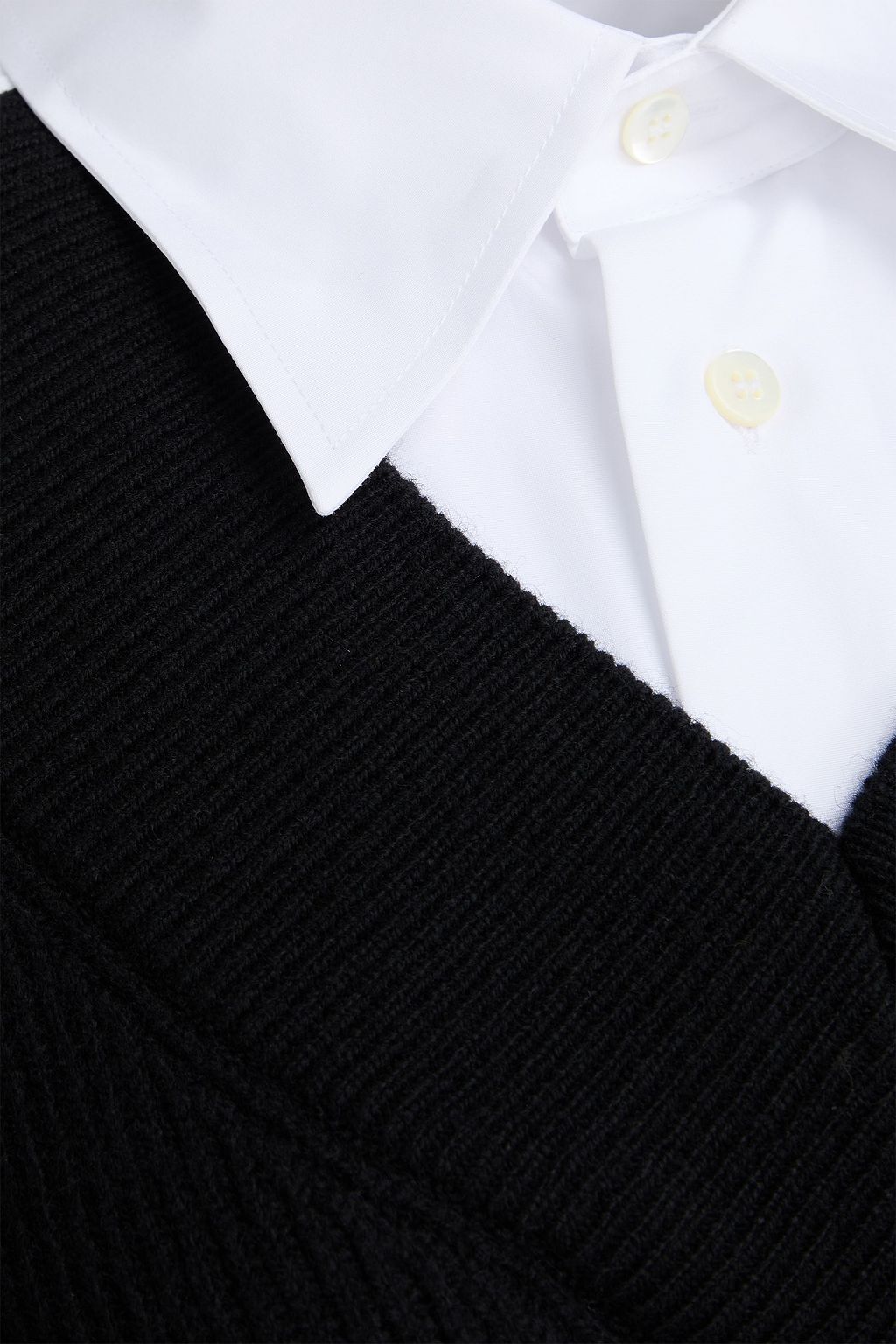 MAISON MARGIELA Ribbed wool-paneled cotton-poplin shirt