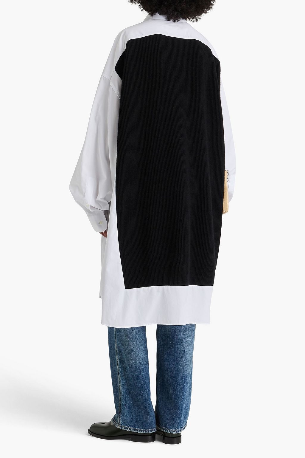 MAISON MARGIELA Ribbed wool-paneled cotton-poplin shirt