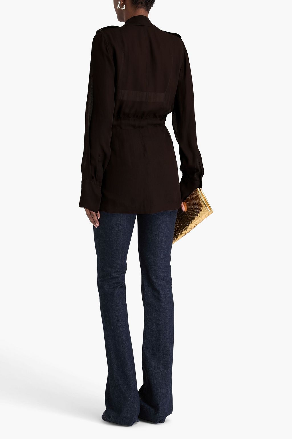 SAINT LAURENT Belted silk-chiffon jacket