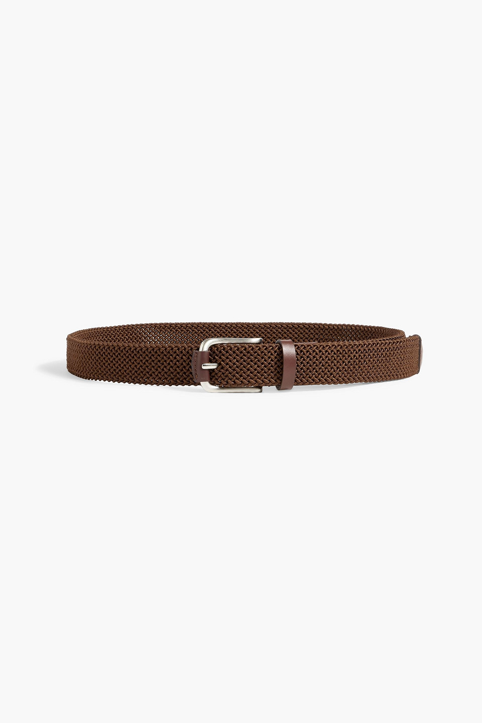 Paul Smith Leather-trimmed Woven Belt In Brown
