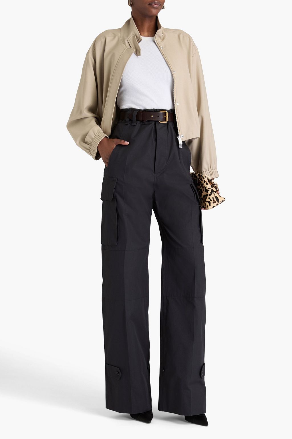 SAINT LAURENT Cargohose aus Baumwoll-Gabardine mit Gürtel