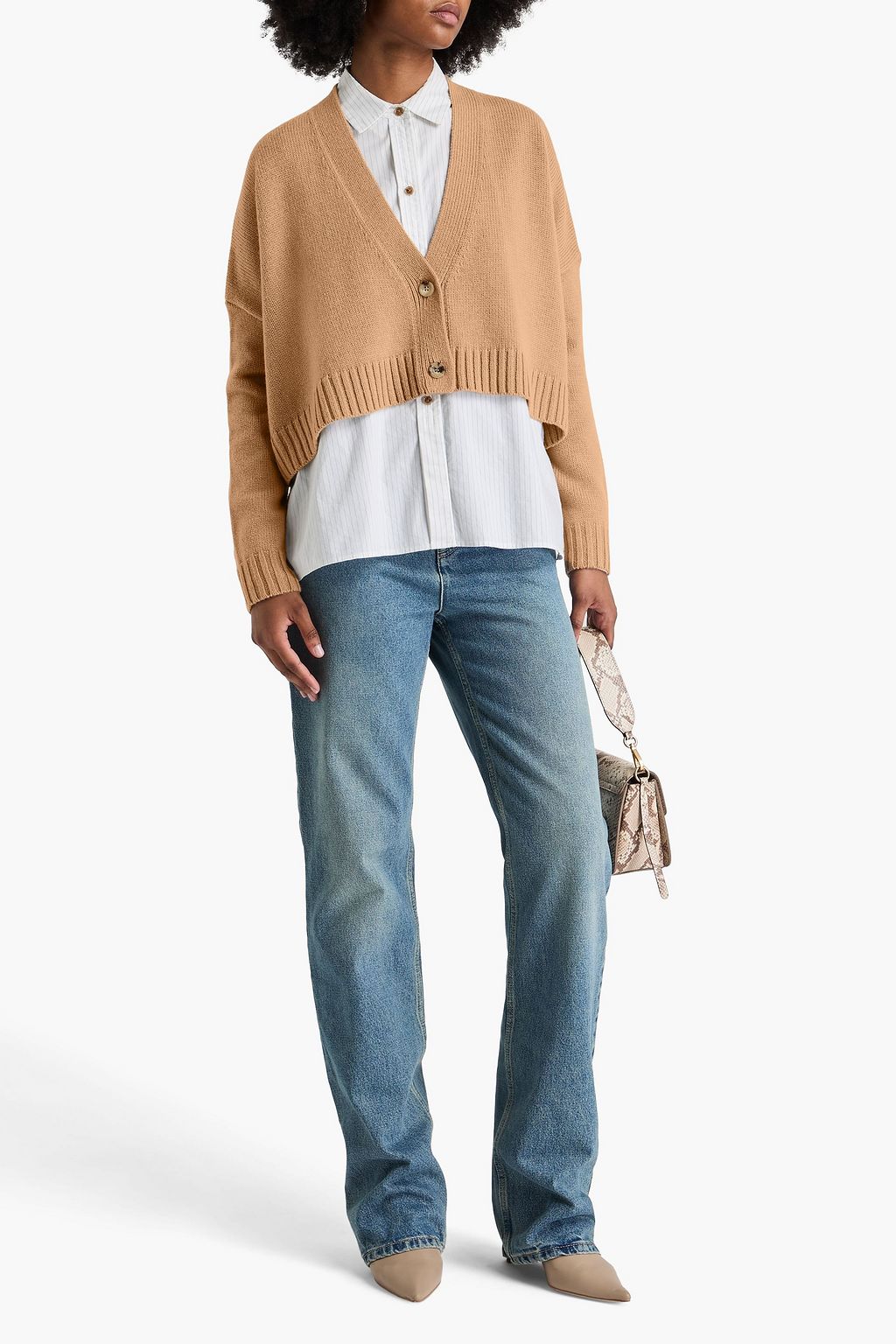 MAX MARA Cropped Cardigan aus einer Baumwoll-Woll-Kaschmirmischung