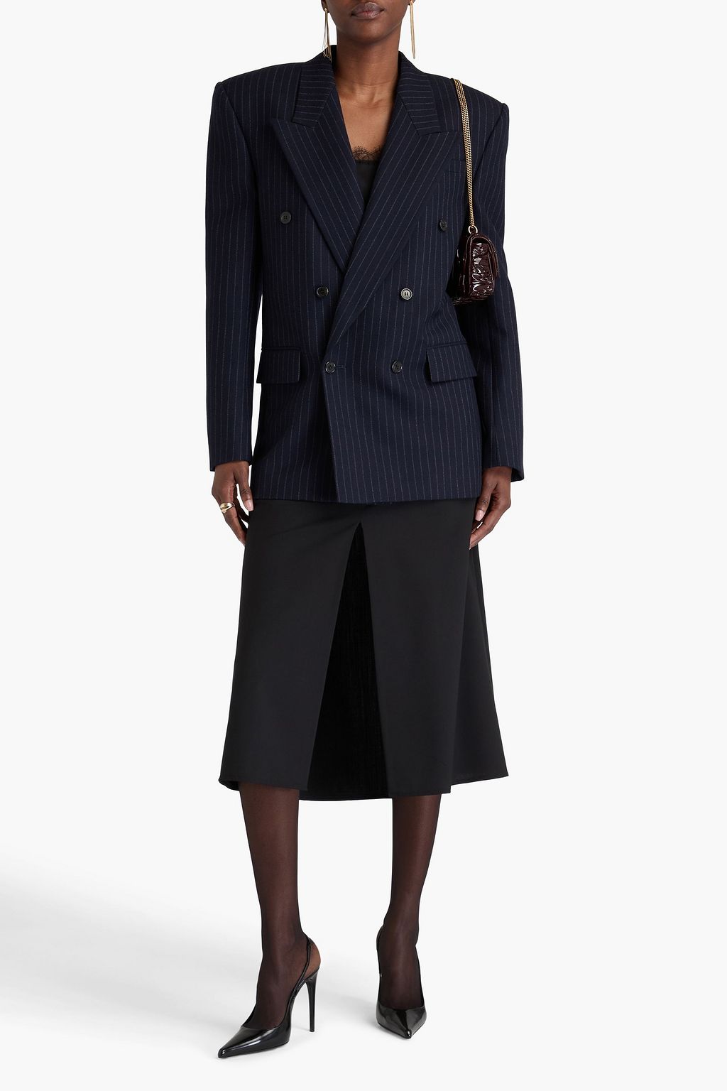 SAINT LAURENT Doppelreihiger Blazer aus Woll-Twill mit Nadelstreifen