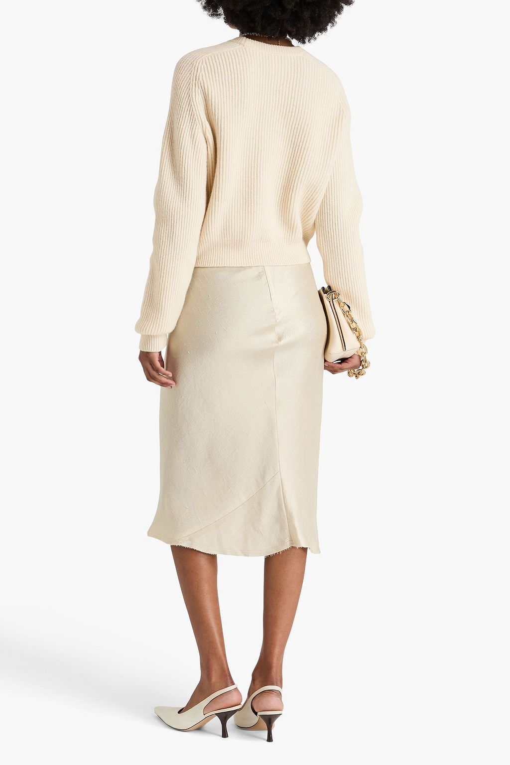 PETAR PETROV Crossover ribbed wool and cashmere-blend sweater