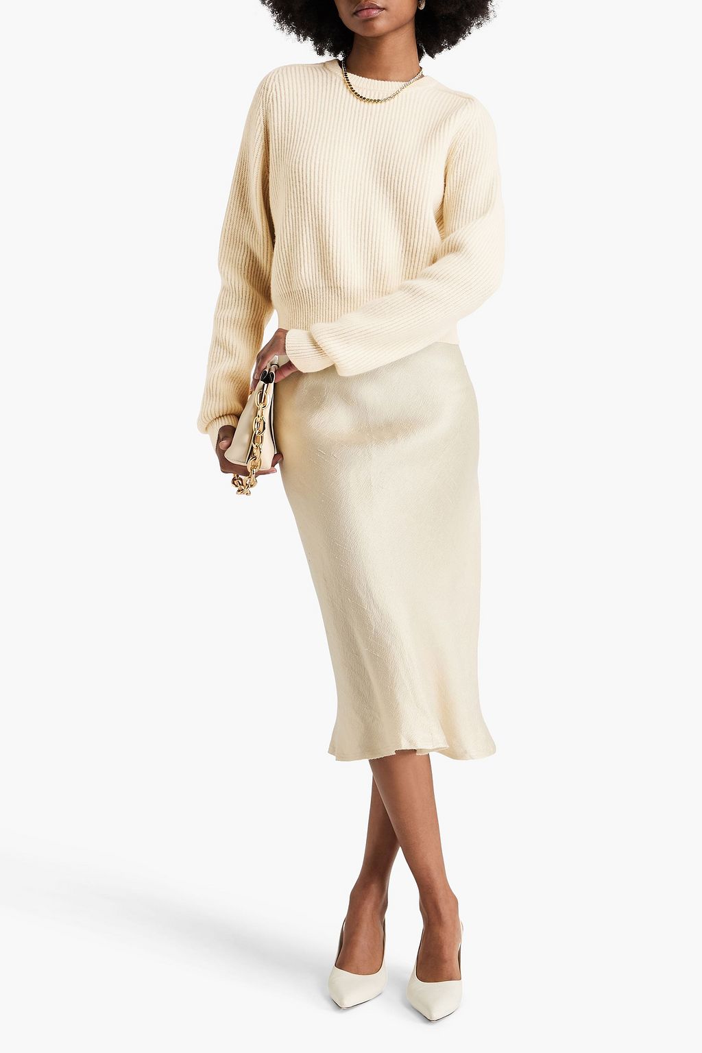 PETAR PETROV Crossover ribbed wool and cashmere-blend sweater