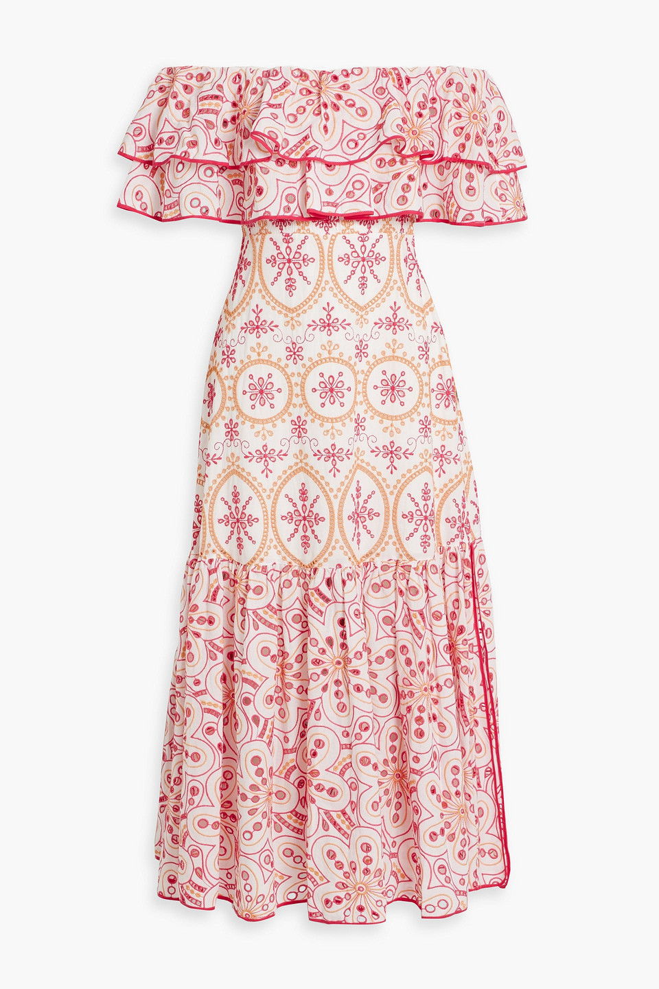 Charo Ruiz Isabella Off-the-shoulder Ruffled Broderie Anglaise Cotton-blend Midi Dress