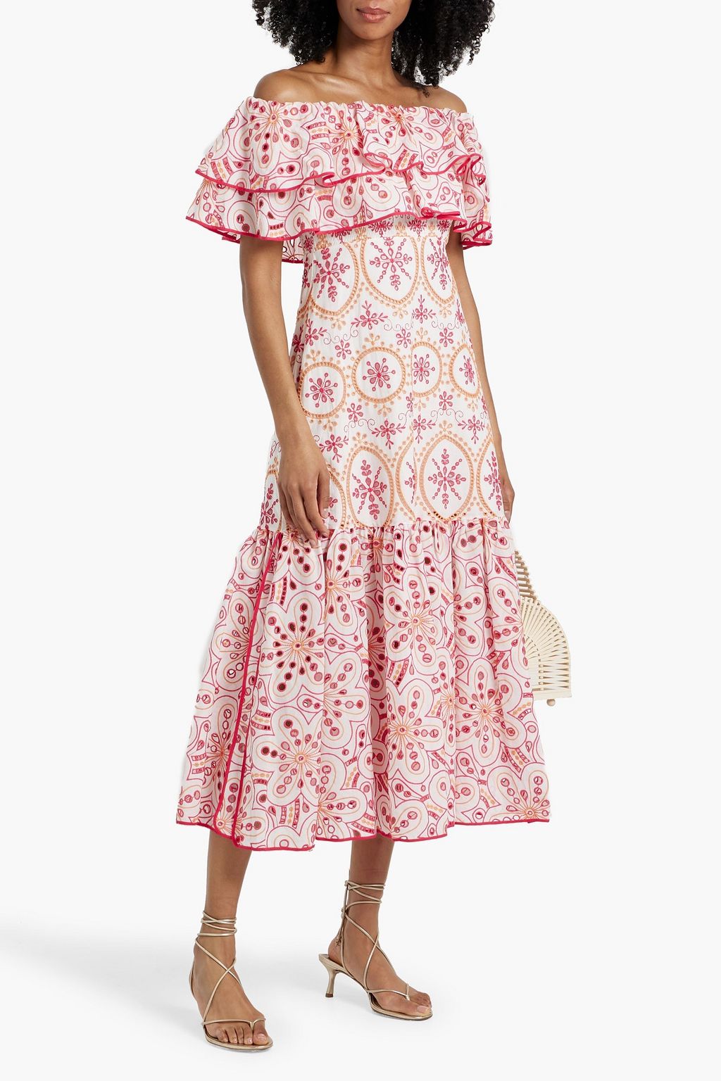 CHARO RUIZ IBIZA Isabella off-the-shoulder broderie anglaise cotton-blend midi dress