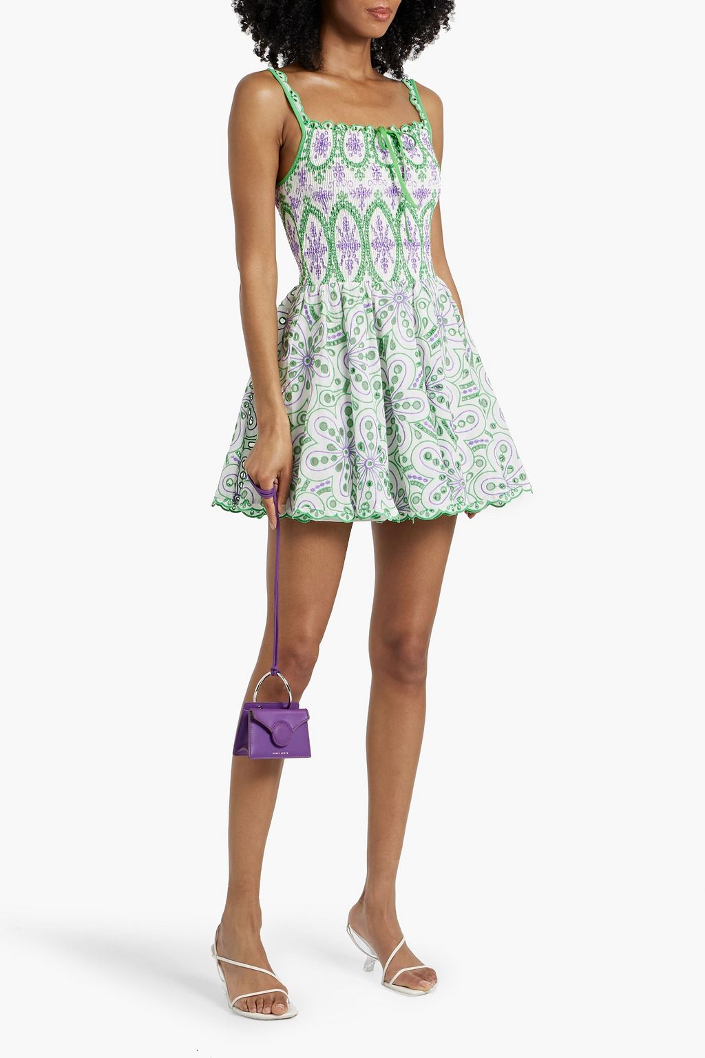 CHARO RUIZ IBIZA Lina shirred broderie anglaise cotton-blend mini dress