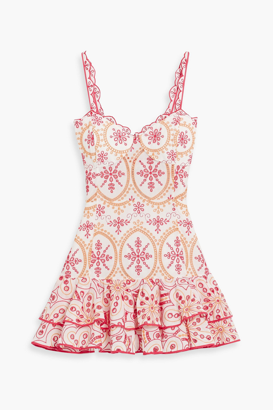Charo Ruiz Marianne Ruffled Broderie Anglaise Cotton-blend Mini Dress