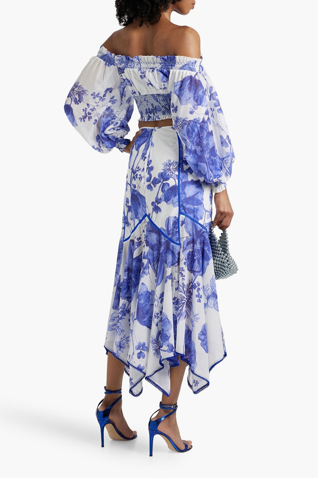 CHARO RUIZ IBIZA Diony cropped off-the-shoulder floral-print cotton-voile top