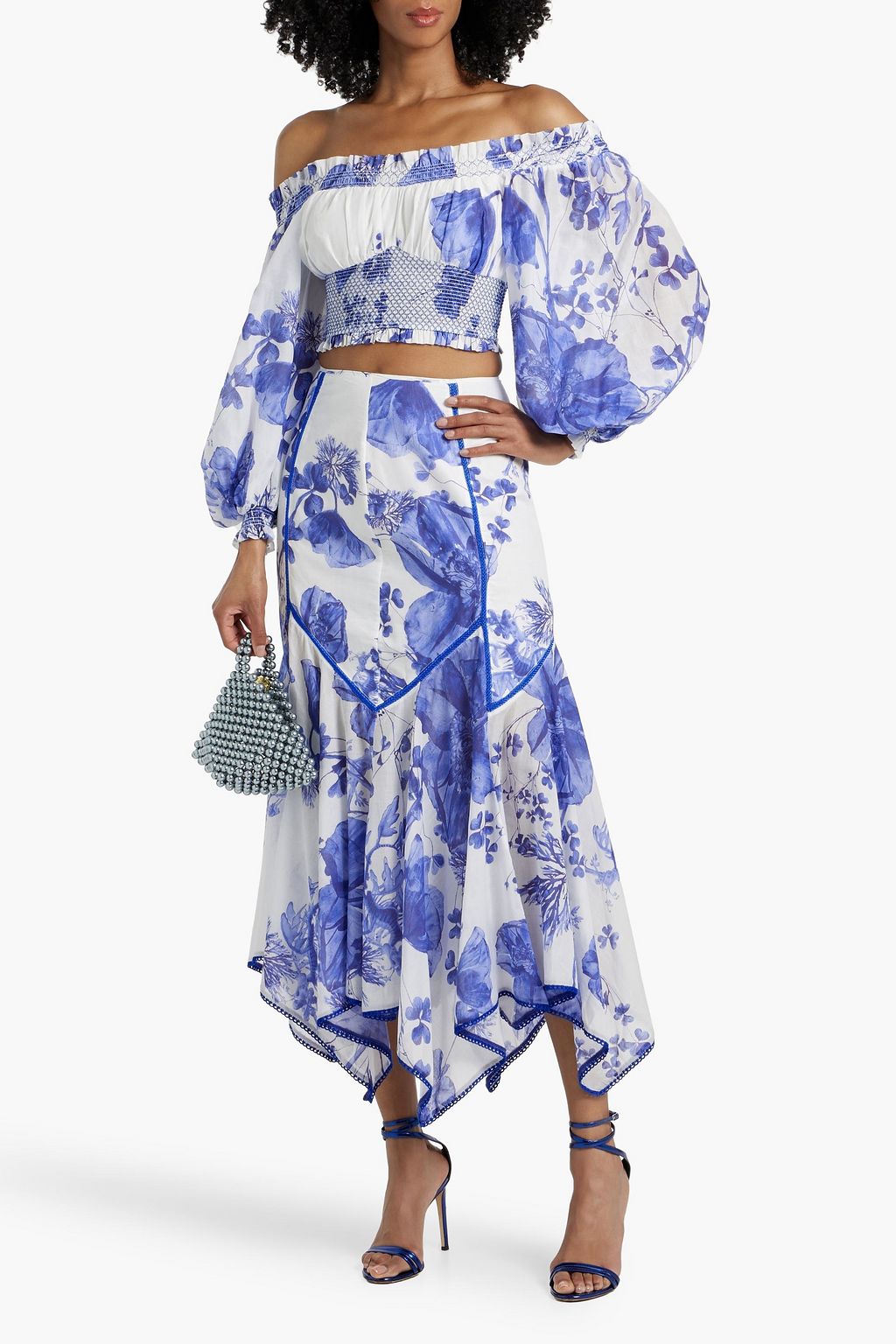 CHARO RUIZ IBIZA Diony cropped off-the-shoulder floral-print cotton-voile top