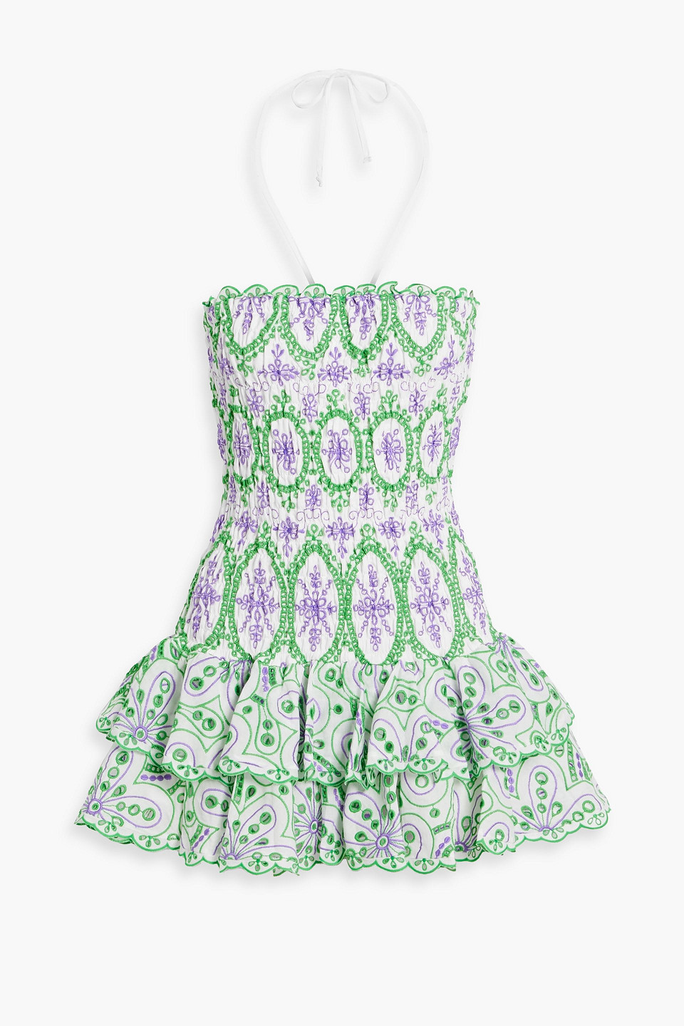 Charo Ruiz Megan Ruffled Broderie Anglaise Cotton-blend Mini Dress
