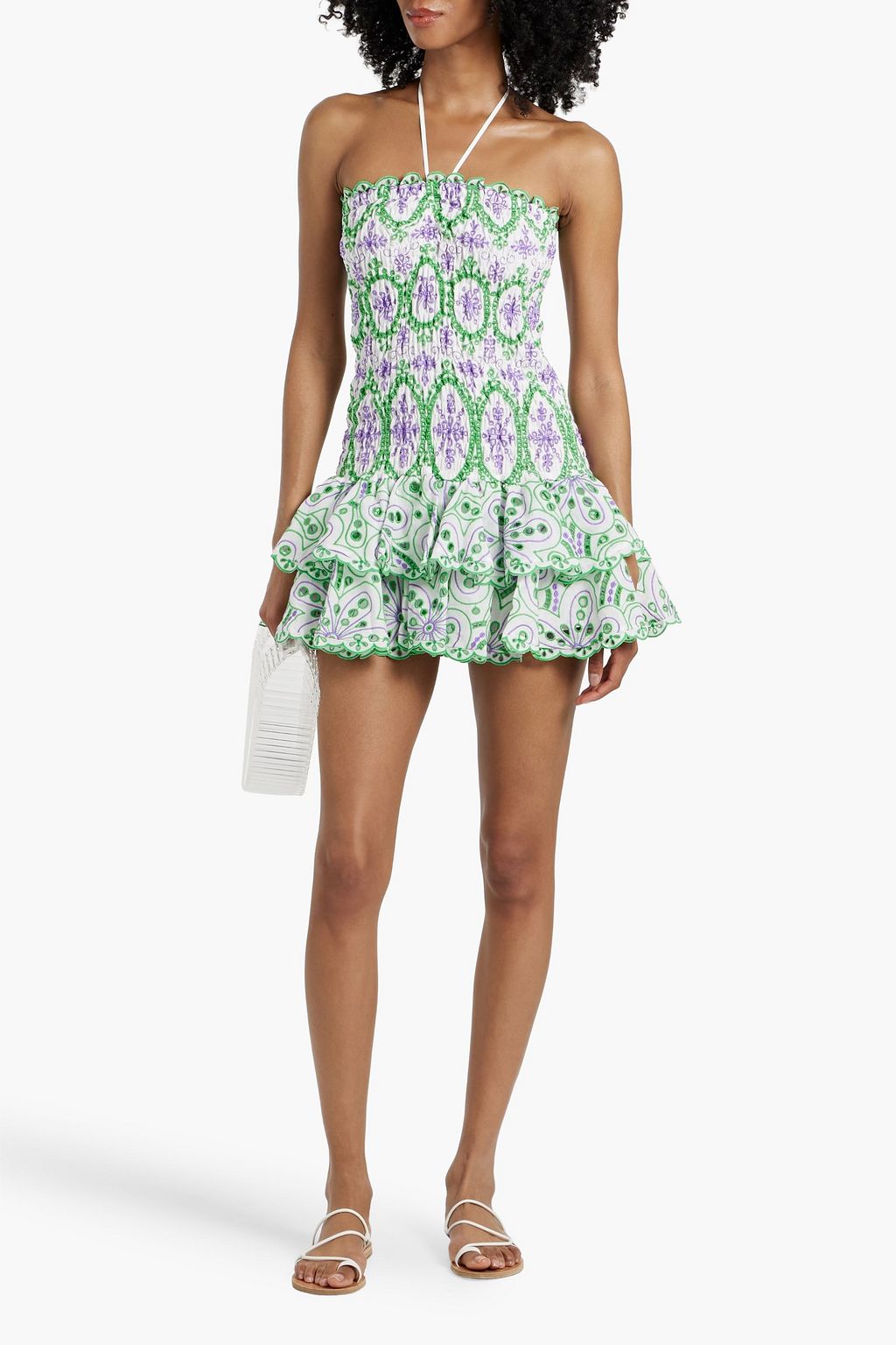 CHARO RUIZ IBIZA Megan ruffled broderie anglaise cotton-blend mini dress