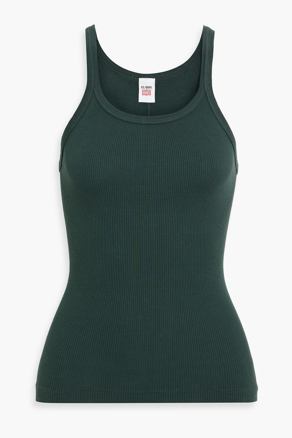 Re/done Ribbed Cotton-jersey Tank In Emerald