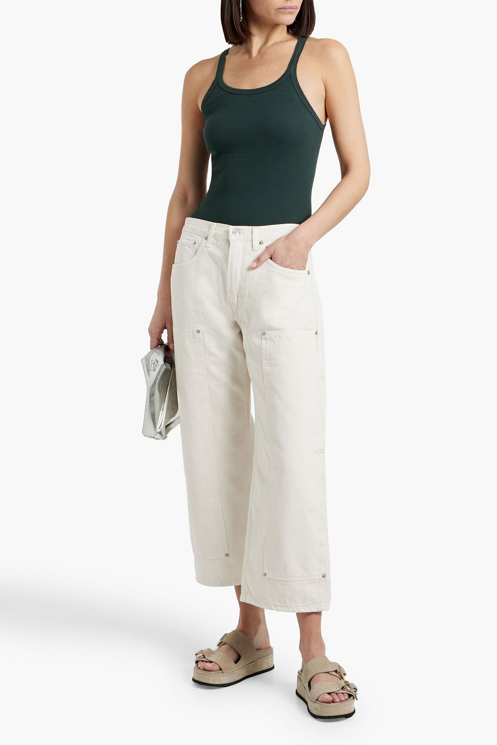 RE/DONE BY HANES Ribbed cotton-jersey tank