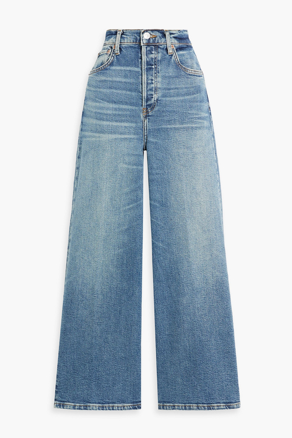 Cropped high-rise wide-leg jeans